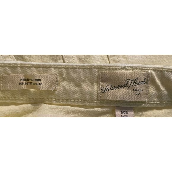 Universal Thread Women Highest Rise Midi Short Size 6 Yellow Cotton NEW Stretch - Picture 4 of 4